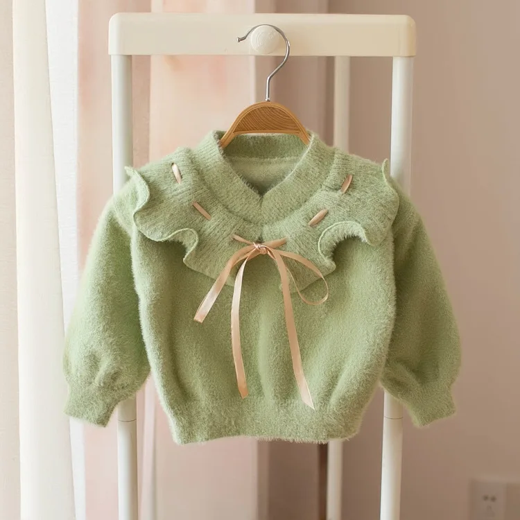 Humor Bear/свитер для девочек; сезон осень-зима; детский бархатный топ с воротником в виде листьев лотоса; свитер ярких цветов; одежда для малышей