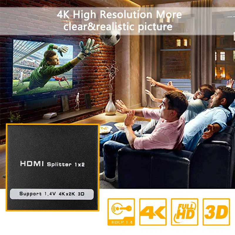 HDMI сплиттер 1 × 2 4K 3D 1080p в out конвертер UHD втулка ретранслятора двойные фотографии