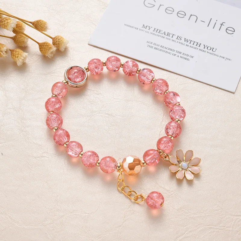2021 New Korean Flowers Daisy Bracelets Bohemain Colorful Crystal Beaded Bracelet Handmade Elastic Rope Women Pulseira Jewelry - Image 2