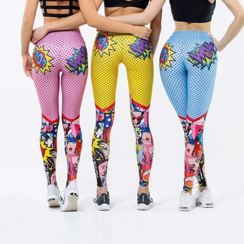 

Summer Hot Spot New Wave Dot Printing Cartoon Pattern Exercise Pencil Pants Sport Pants Lifting High Waist Fitness Sport Pants