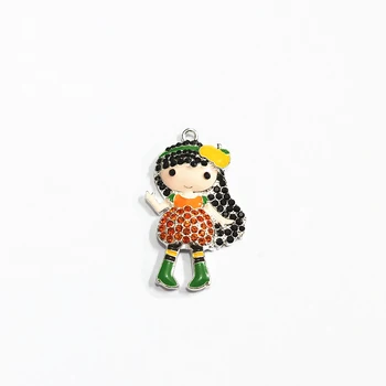 

Newest! 45MM*28MM 10pcs/lot Pumpkin Girl Rhinestone Pendants For Halloween Jewelry Making