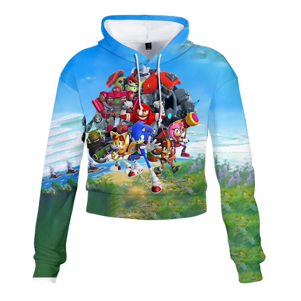 2019 Sonic The Hedgehog женский сексуальный милый укороченный топ худи принт змеи harajuku