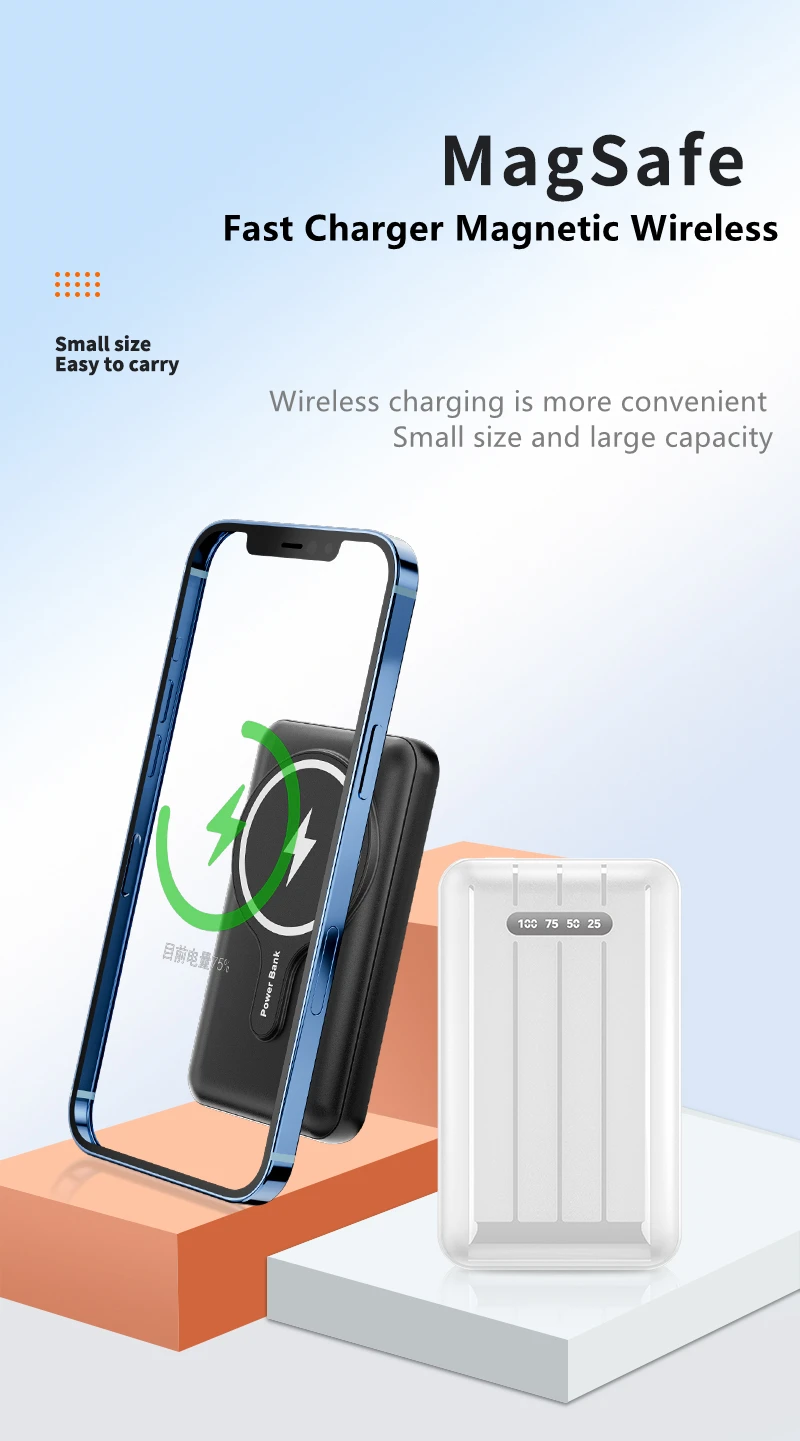 best portable charger for iphone 10000mAh 15W Power Bank Magnetic Wireless Fast Charger Powerbank Mobile Phone Battery For iPhone 12 13 Pro Max mi Xiaomi Samsung small power bank