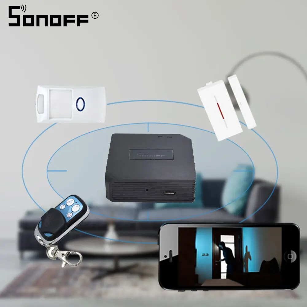 SONOFF мост RF 433 МГц Wifi Беспроводная Замена DW1 датчик двери окна PIR2 движения система