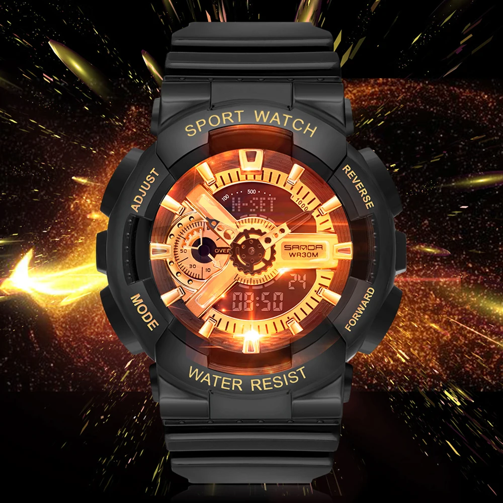 Часы наручные SANDA Мужские Цифровые спортивные брендовые Роскошные светодиодные