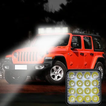 

LEEPEE For Car 4WD ATV SUV UTV Trucks 16LED Square Spotlight Flood Work Light Motorcycle Headlight 48W 3000LM DC 9V-30V