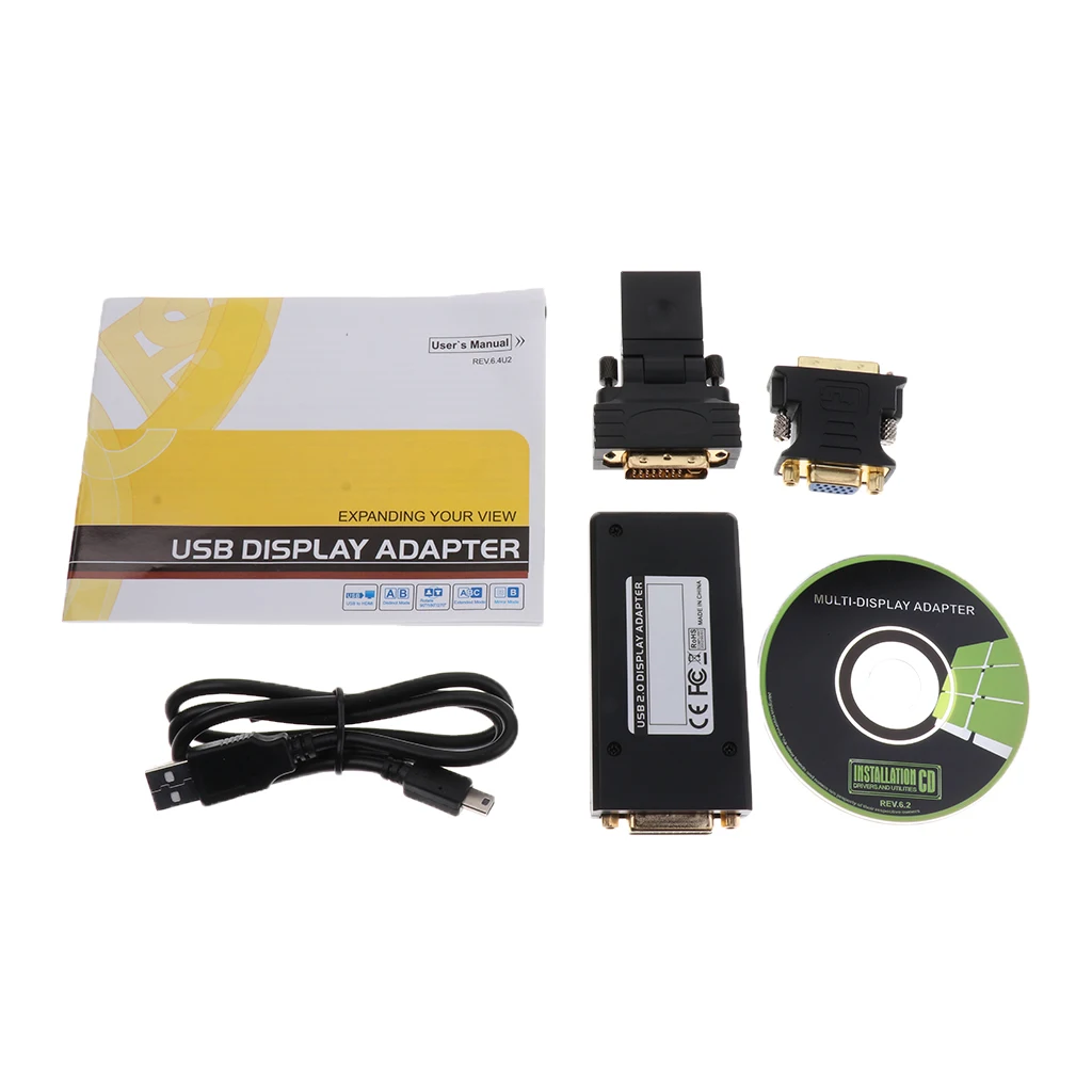 USB 2.0 UGA to DVI/VGA/HDMI Multi Display Monitor Converter Adapter for PC