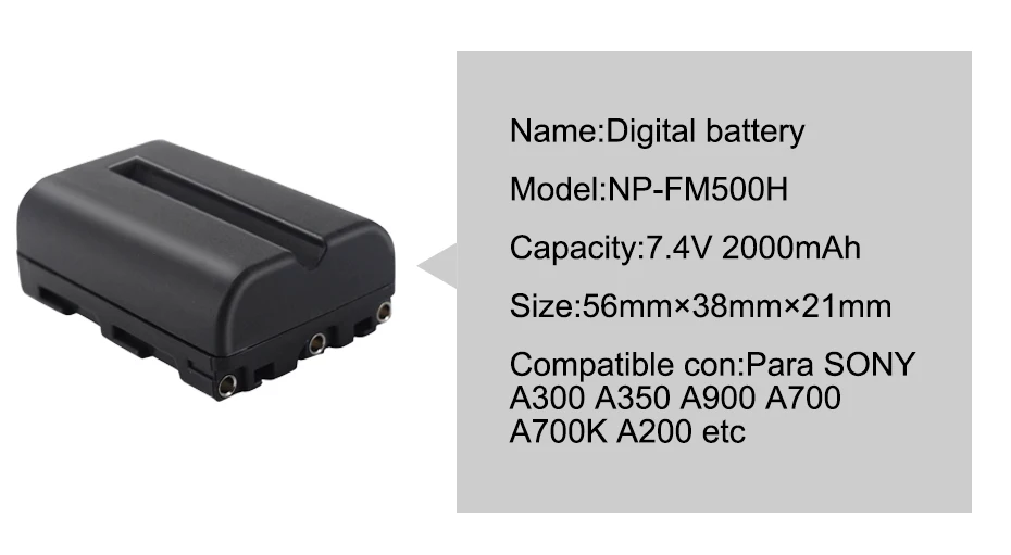 PALO NP-FM500H FM500H 500H батарея 2000mah 7,4 v литий-ионный аккумулятор np-fm500h np Камера аккумуляторная батарея для зарядки Ноута и сотового телефона sony a200 a200w a500 a450 a550 a700