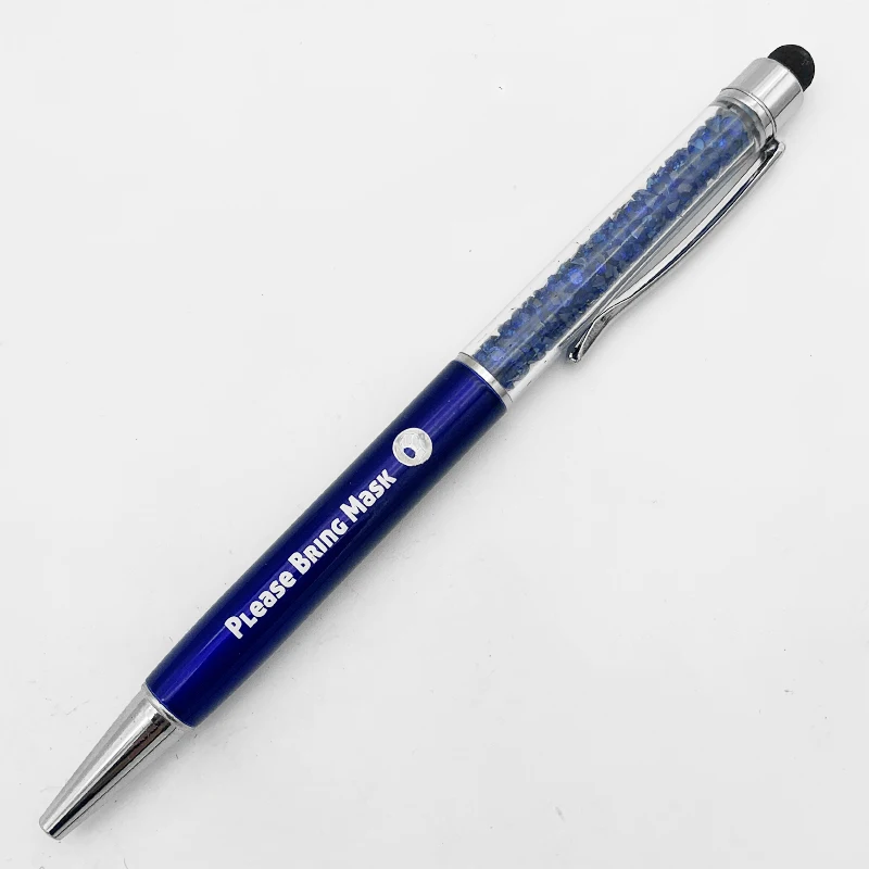 

Please wear mask pattern Crystal Ballpoint Pen Stylus Touch Pen for Writing Stationery Office & School Customized Logo gift