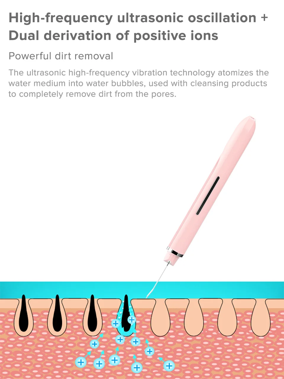 Inface ultrasonic skin scrubber cleaner ion acne blackhead remover peeling shovel cleaner peeling facial massager