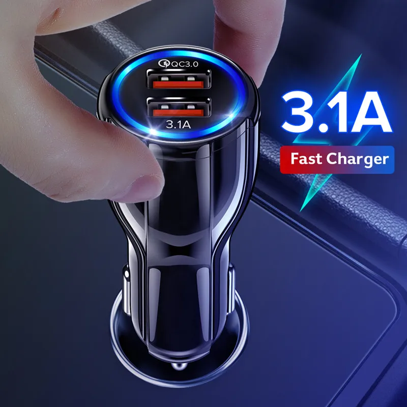 GETIHU 18W 3.1A Car Charger Quick Charge 3.0 Universal Dual USB Fast Charging QC For iPhone Samsung Xiaomi Mobile Phone In Car|Car Chargers| - AliExpress