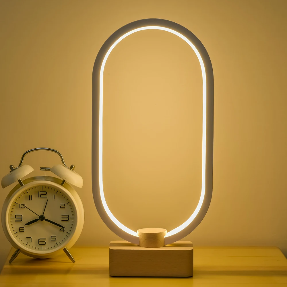 

LONRISWAY LED Wood Desk Lamp, Bedroom Bedside Night Light, Dimmable Led Lighting, Creative Home Decor, Unique House warmging Gif