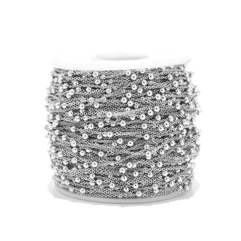 3 Meters Bulk Fancy Stainless Steel Satellite 1mm Chain Anti Tarnish Bead Ball Cable Chain for DIY Necklace Choker Anklet Making
