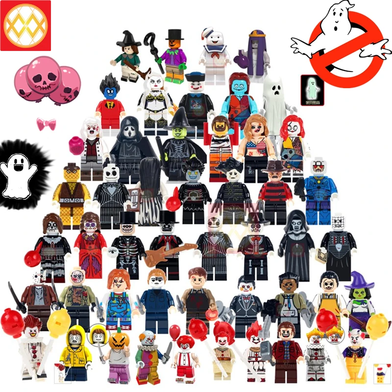 

Free Shipping Horror Theme Series The Ring The Nun Hunter-Black Friday Jason Stephen King's It Halloween building blocks Toys
