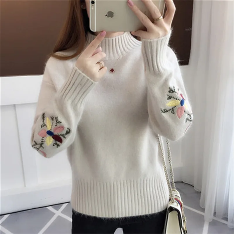 Women's Fashion Early Spring Sweaters Half Turtleneck Warm Sweater Female Autumn Pullovers Clothing LWL201 | Женская одежда
