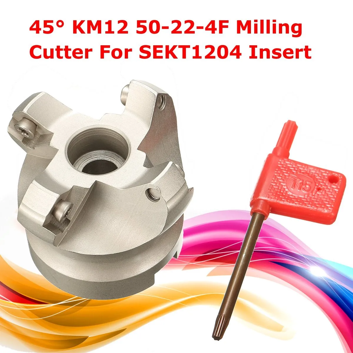 

KM12 50-22-4F Indexable Face Milling Cutter Lathe 45 Degree Machining Cutting End Mill Shank Shoulder Right Angle For SEKT1204