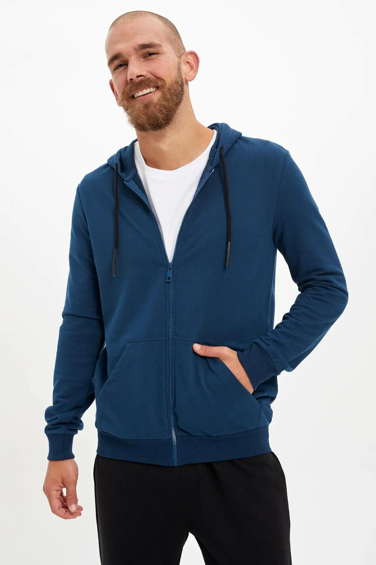 Najtaniej DeFacto mężczyzna mody zamek czysty kolor bluzy z kapturem kurtka mężczyzna dorywczo luźne trwały płaszcz mężczyźni wiosna jesień nowe L0980AZ19AU