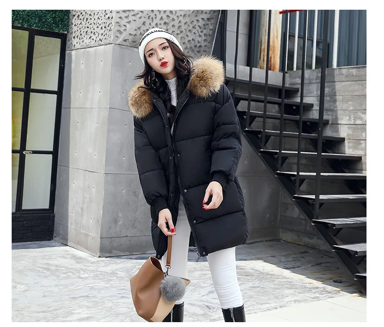 Модель года; женская куртка; Женская куртка; manteau grande taille coton remborre veste femme moyenne et longue parka femmes wadde - Цвет: Черный