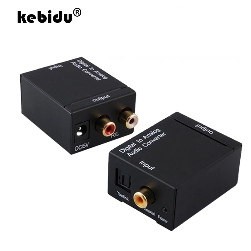 Цифровой оптический коаксиальный сигнал kebidu Toslink к аналоговому аудиоконвертеру
