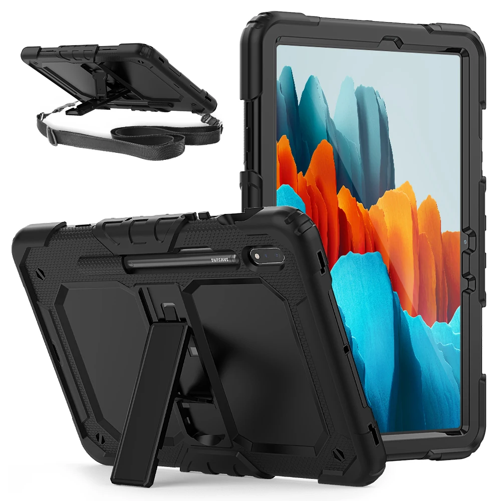 

for Galaxy tab S7 11inch Protective Cover for Samsung Galaxy tab S7 Case SM-870 SM-875 Soft Silicone Shockproof With Neck Strap