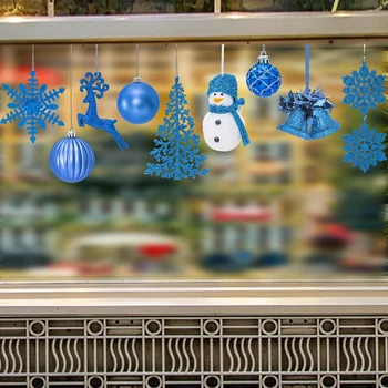 

Christmas Window Snowflake Elk Xmas Ball Clings Stickers Decorations Christmas Tree Decorations Window Sticker