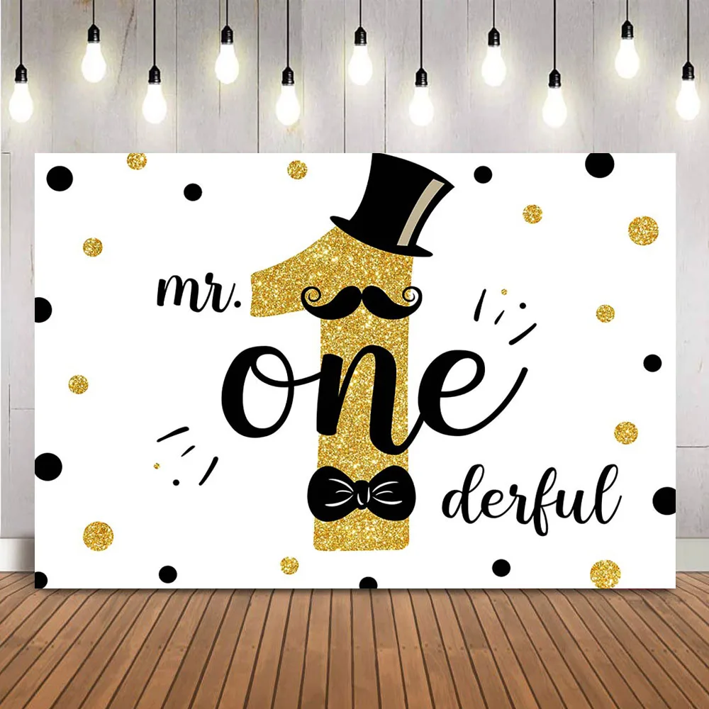 Boys 1st Birthday Decoration Mr. Onederful Birthday Party Supplies 1st  Happy Birthday Backdrop Photography Background with Balloons for Baby  Toddler Little Man First Birthday Decor (Blue and Gold) 