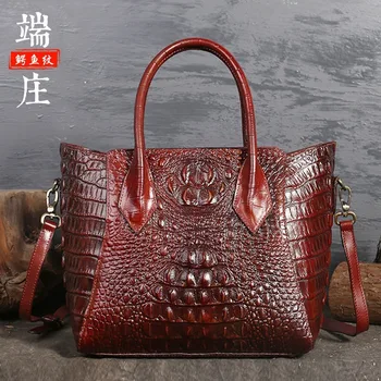

Original Design Brand Women's 2020 Retro New Style Full-Grain Leather Handbag Large Crocodile Women's Leather Bag handbags bags