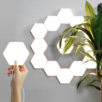

Quantum Lamp Hexagonal Lamps Modular Touch Sensitive Lighting LED Night Light Magnetic Hexagons Creative Decoration Wall Lampara