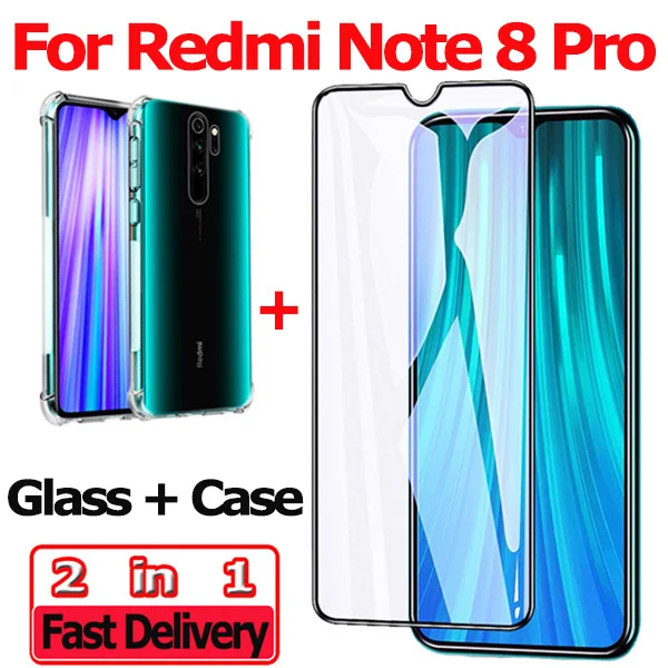 Стекло+ чехол Xiaomi Redmi Note 8 Pro закаленное стекло Xiaomi Note 8 камера защитная пленка на Redmi Note 8Pro защитное стекло сяоми редми ноут 8 про защитное стекло ксиоми редми нот 8 про стекло Redmi Note 8 glass - Цвет: Note8 Pro Glass Case