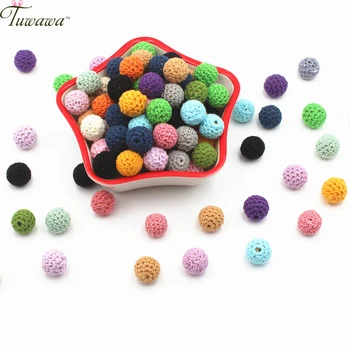 

6pc Wooden Teether 16mm Polychrome Crochet Beads Food Grade Chew DIY Accessories Baby Products Baby Teether