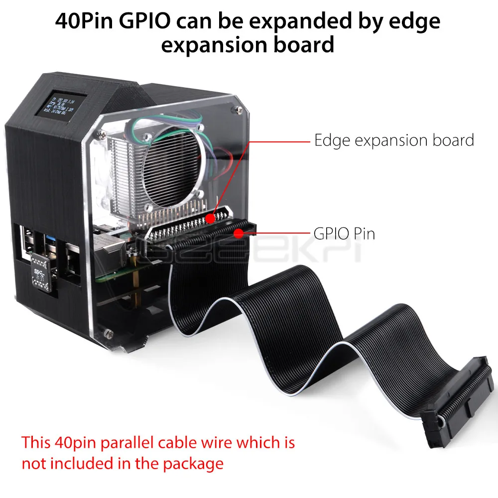 Geeekpi Raspberry pi Mini Torre Nas Kit com Torre de Gelo X862 Placa para Raspberry pi 4b Modelo b Acessórios p/ quadro de demonstração - Imagem 3