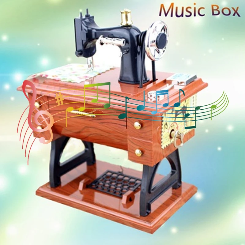 Musical Boxes Sewing Machine Retro Gift Decoration Vintage Clockwork Style ABS