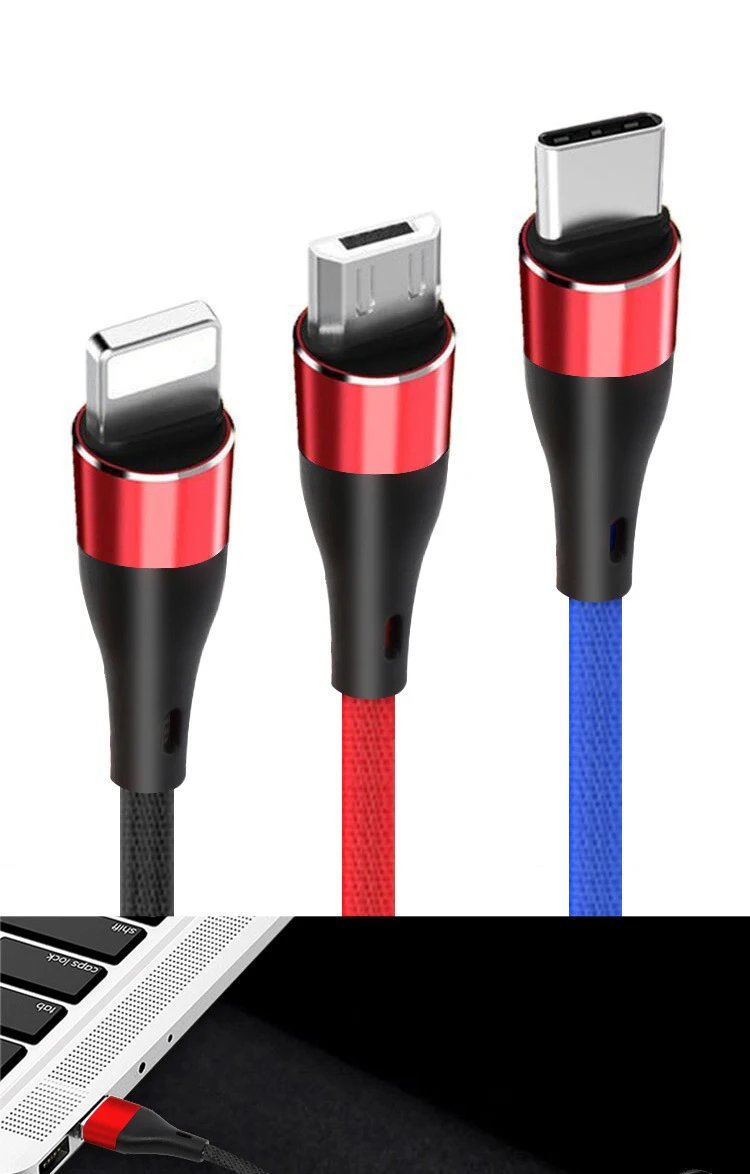 2.1A мобильный телефонный кабель 3 в 1 микро USB кабель Тип usb C кабель 8 Pin кабель для передачи данных для iPhone samsung Xiaomi для huawei USB шнур линия