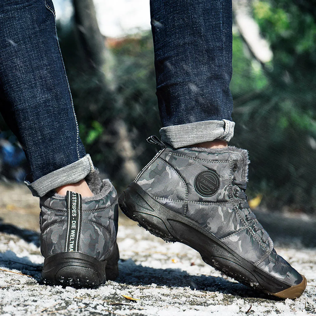 

Men's Fashion Camouflage Plus Velvet Warm Outdoor Anti-Skiing Cotton Shoes