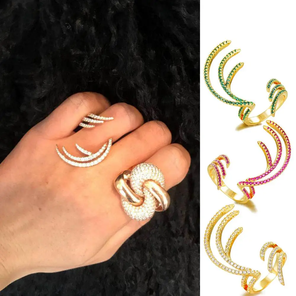 GODKI очаровательные трендовые массивные кольца с крыльями ангела для женщин кольца на палец с кубическим цирконием кольцо с бусинами богемное пляжное ювелирное изделие