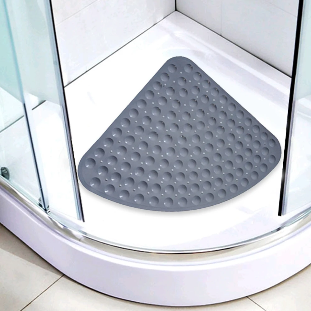 Bathroom Toilet Fan shaped Suction Cup PVC Floor Mat Triangle Stand Up Bathmats Hotel Home Non