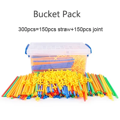 300 PCS Box Pack DIY Строительные соломенные блоки в форме тоннеля трубопровод строительные блоки строчка вставленные строительные игрушки для детей Подарки - Цвет: 300 PCS Box Pack