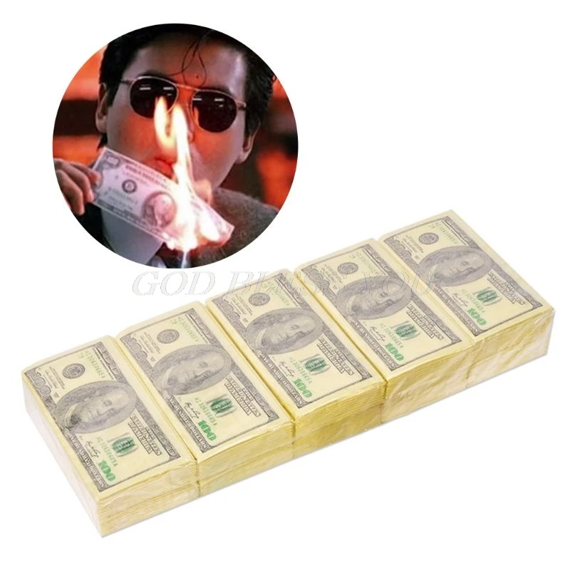 

10 Sheets/Pack Funny Dollar Pattern Tissue Paper Disposable Towel Pure Wood Portable Money Napkin Handkerchief Party Tableware