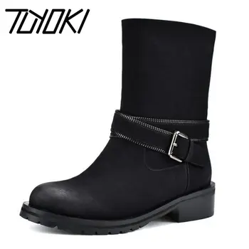 

Tuyoki Office Lady Flats Boots Warm Fur Shoes Women Winter Round Toe High Heel Boots High Quality Women'S Footwear Size 35-42