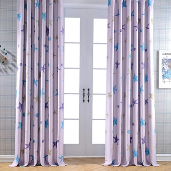 

Home Blackout Curtains Starfish Printed Solid Color Curtains for Living Sitting Bedrooms AA