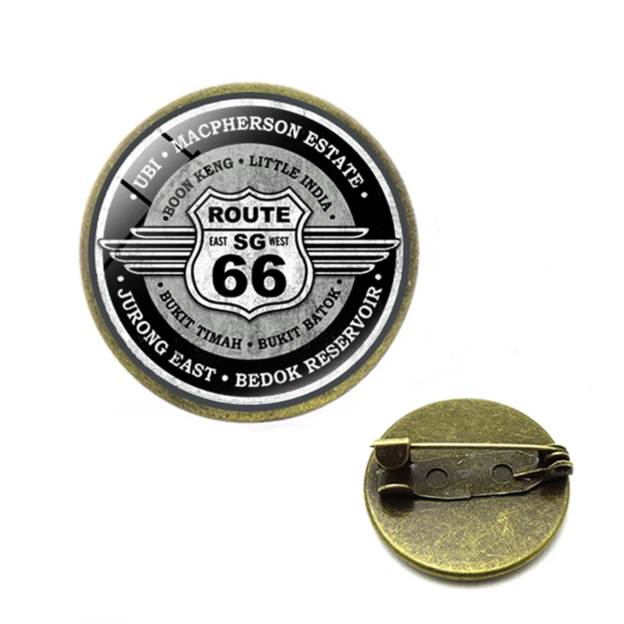 Винтажный Черный Американский Route 66 символ булавки броши искусство Флаг Дизайн