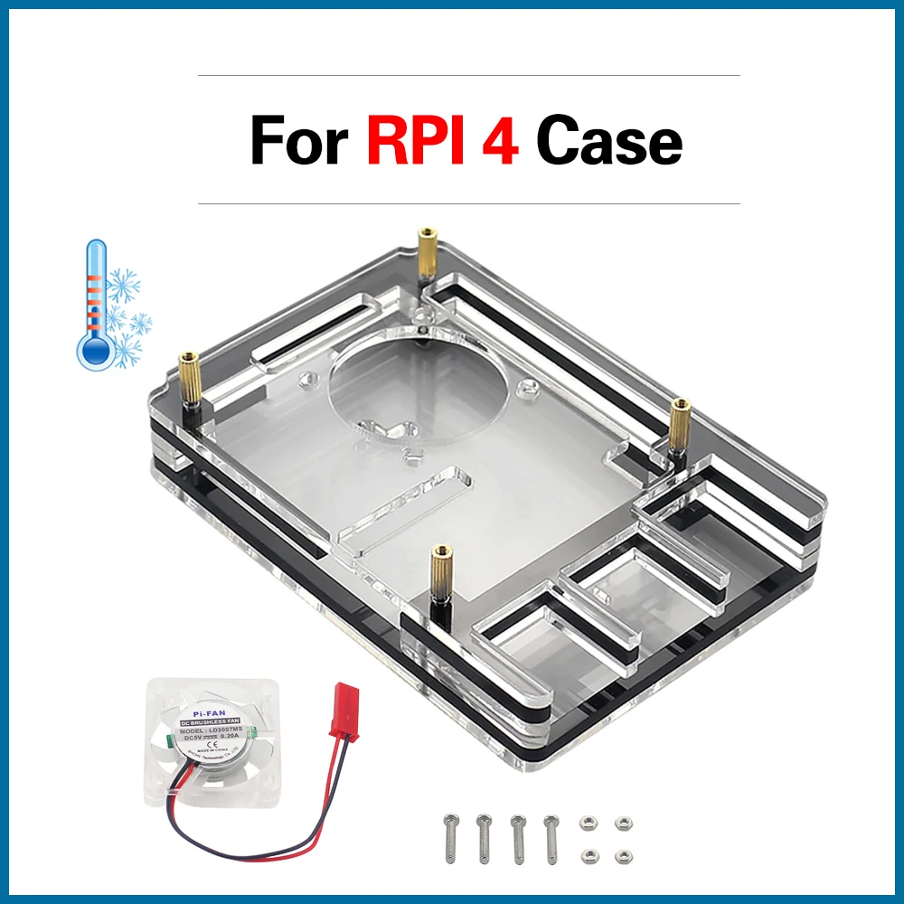 S ROBOT 6 Layer Raspberry Pi 4 Model B Acrylic Case Clear Shell with LED Cooling 1