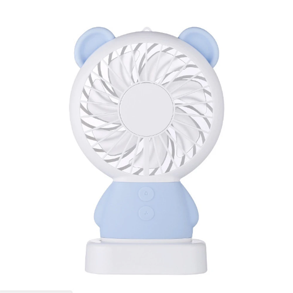 blue bear Ручной вентилятор, электрический вентилятор, карманный вентилятор, цветные огни с основанием, 800 мАч, портативный, мультяшный, летний, ультратонкий, охлаждающий - Цвет: blue bear