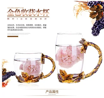 

Carved and Diamond Classic enamel color water cup Roche flower tea cup crystal heat-resistant glass cup high-end business gift