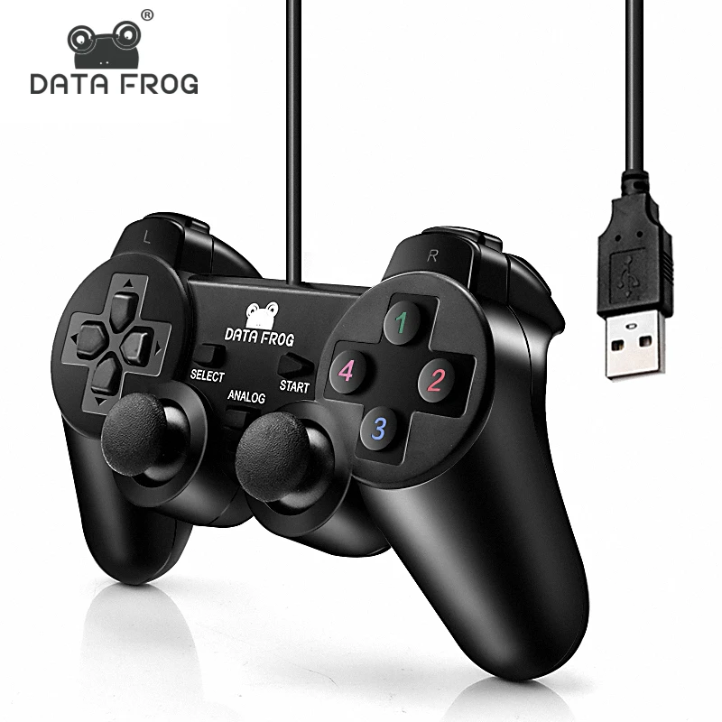 Data Frog Vibration Joystick Wired Usb Pc Controller For Pc Computer Laptop For Winxp Win7 Win8 Win10 For Vista Black Gamepad Pc Controller Usb Pc Controllercontroller For Pc Aliexpress