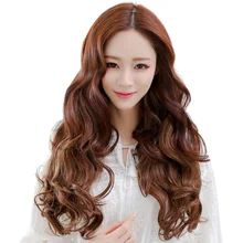 Накладные волосы длинные вьющиеся парики для женщин термостойкие синтетические волосы парик карнавальный костюм Маскировка маскарадный светильник коричневый M