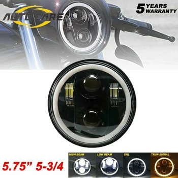 

Motorcycle 5.75" 5 3/4 LED Headlight Projector For Dyna Sportster XL1200 XL883