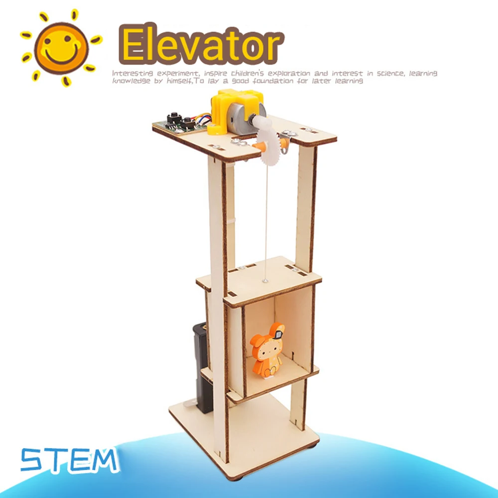 

Manual Science Elevator Lift Assemble Wooden Kit DIY Science Educational Stem Toys for Children Technology Model Learning