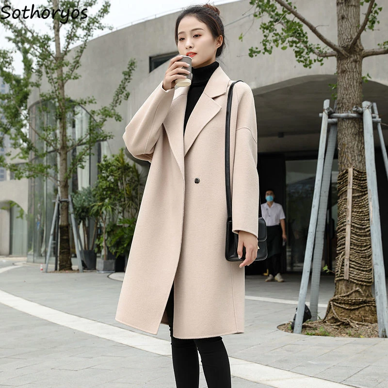 Abrigos mezcla de lana para mujer, abrigos largos y ajustados, cálidos y acogedores, clásicos y sólidos, para oficina, Otoño e Invierno|Lana mezclas| - AliExpress