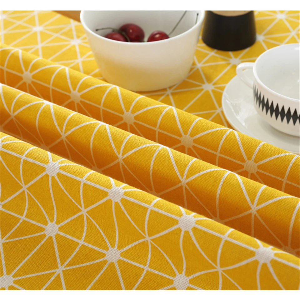 Геометрическая скатерть 150 см круглая для стола хлопково-льняной домашний кухонный свадебный стол ткань желто-серая скатерть для обеденного стола подгузник